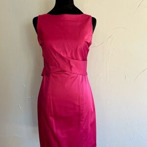 Elegant Pink Satin Sleeveless Dress